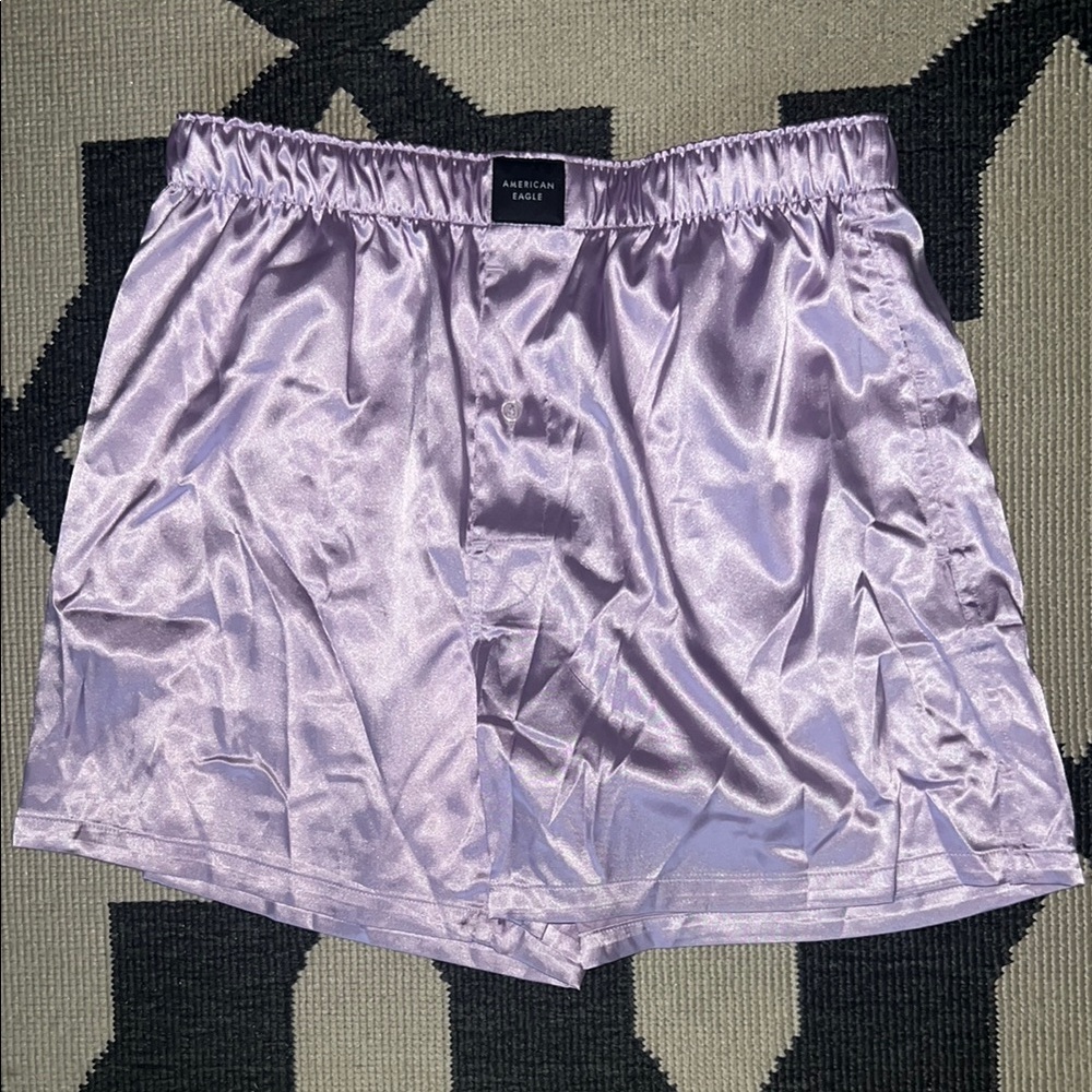 American Eagle Lilac Lavender Light Purple Satin Boxer Shorts